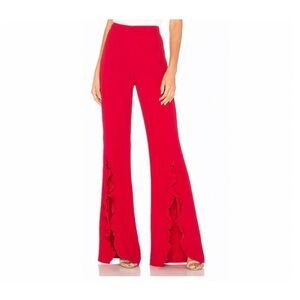 Saloni ivy ruffle trousers red